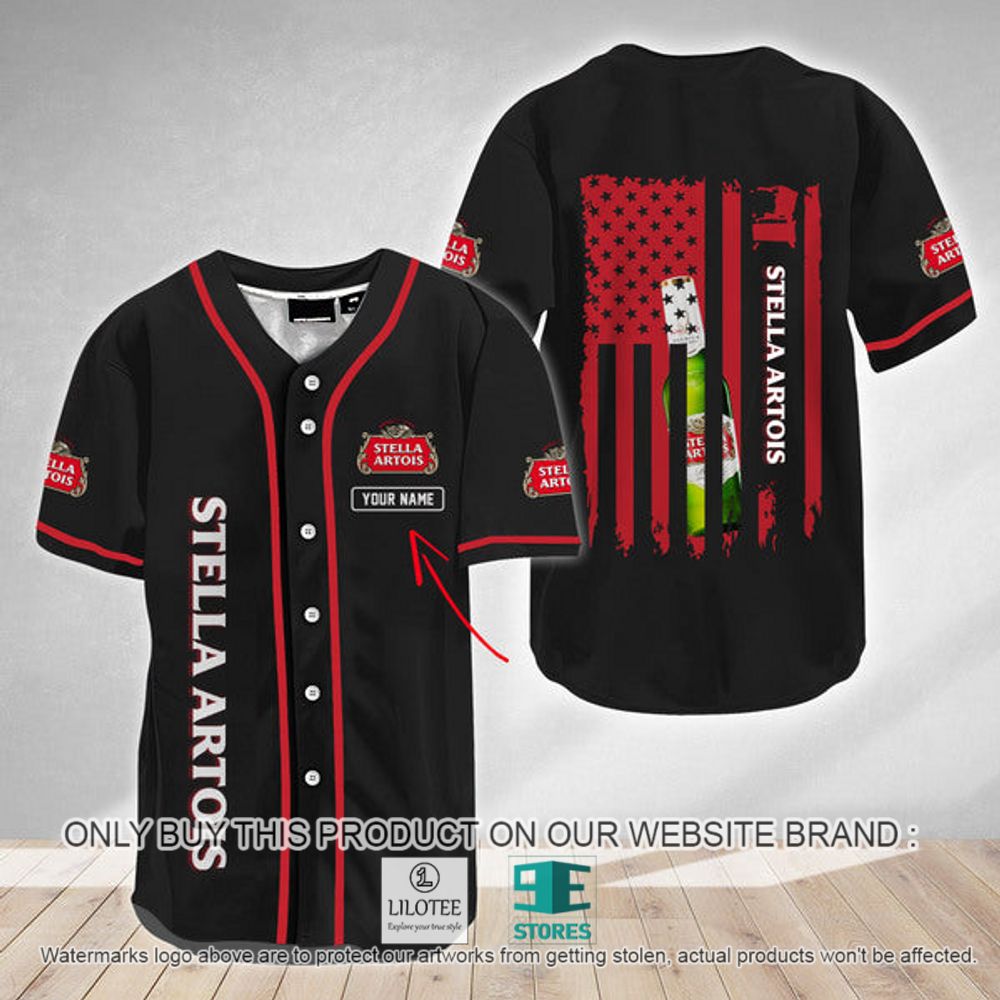 American Flag Stella Artois Custom Name Baseball Jersey - LIMITED EDITION 3