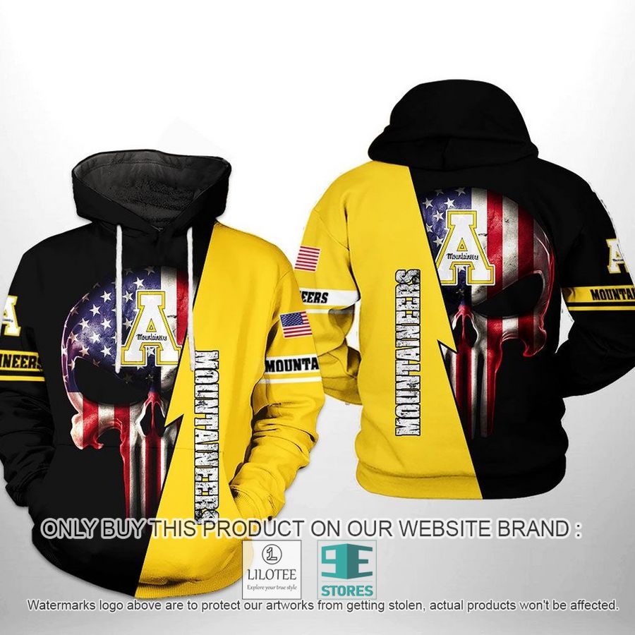 Appalachian State Mountaineers NCAA US Flag Punisher Skull 3D Hoodie, Zip Hoodie - LIMITED EDITION 8