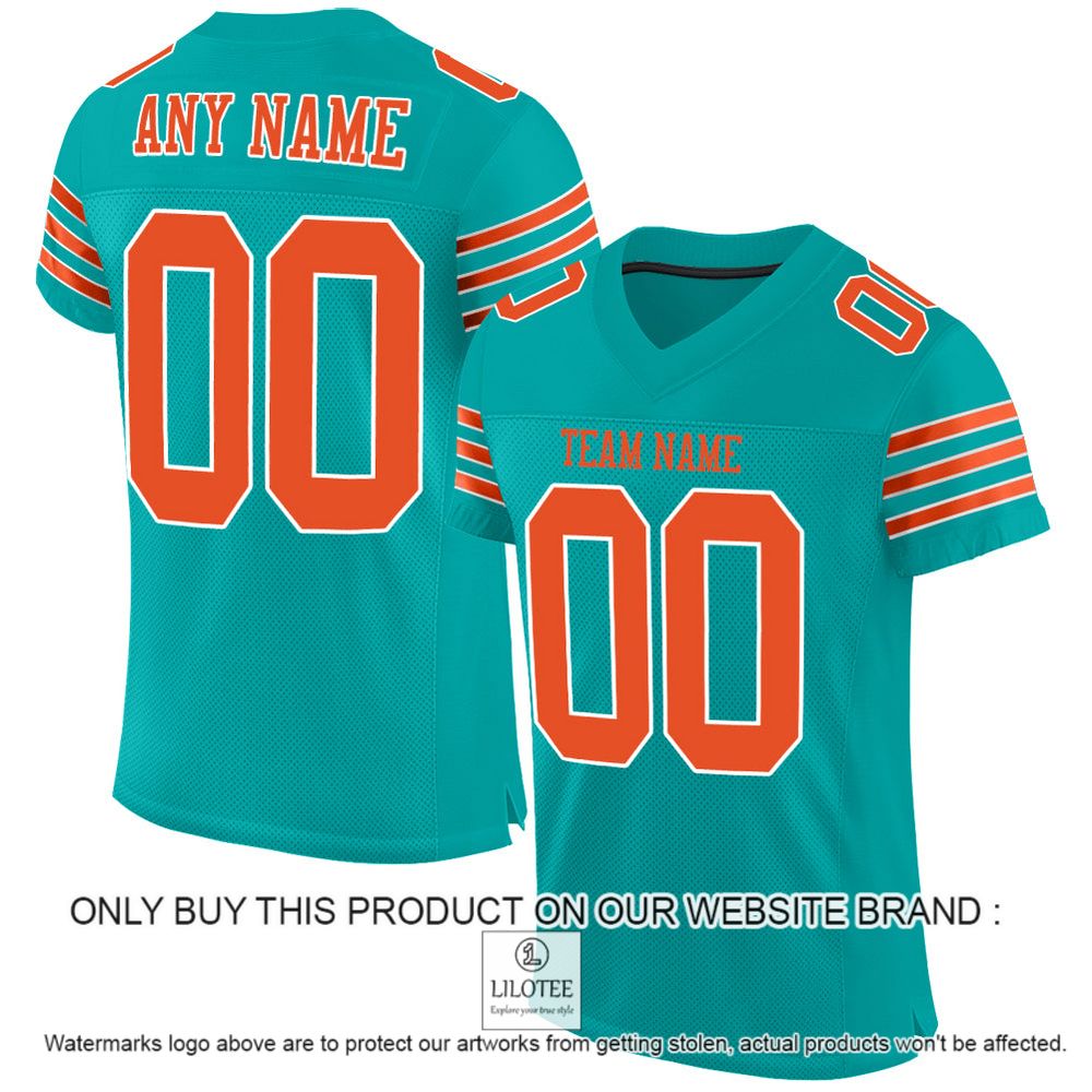 Aqua Orange-White Mesh Authentic Personalized Football Jersey - LIMITED EDITION 13
