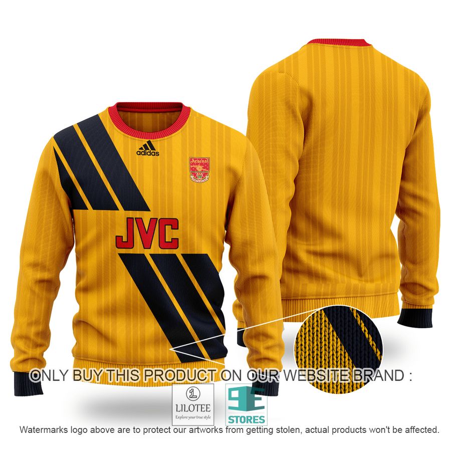 Arsenal FC Adidas JVC Yellow Ugly Christmas Sweater - LIMITED EDITION 9