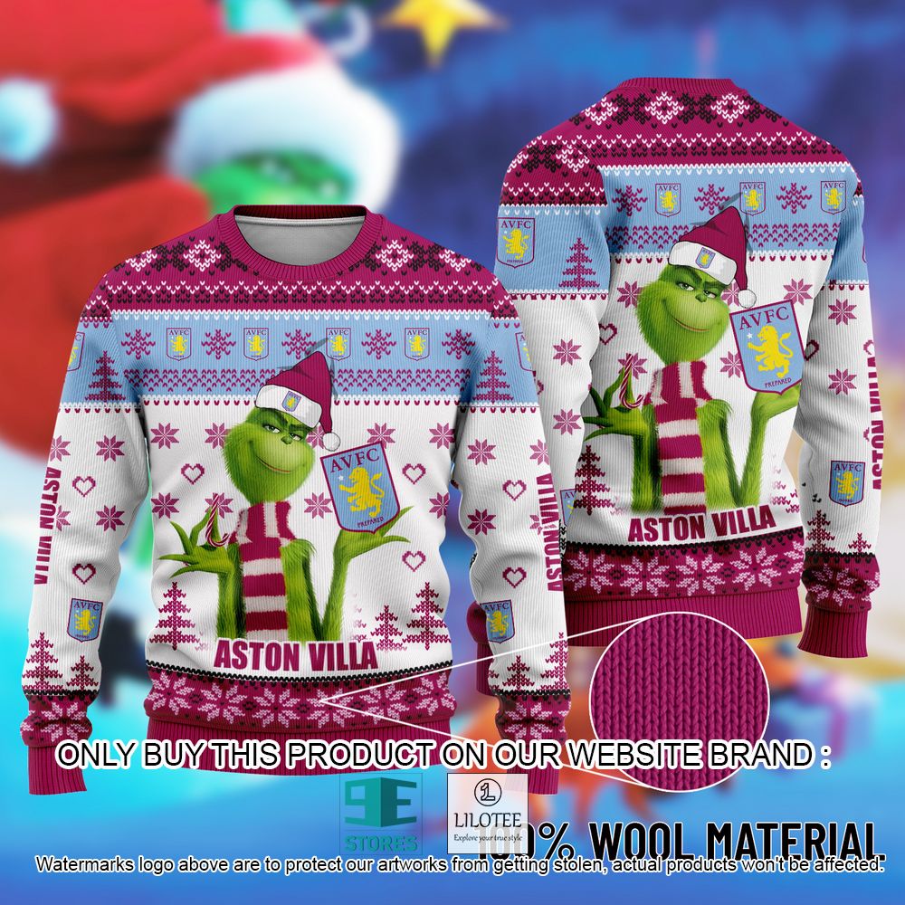 Aston Villa The Grinch Christmas Ugly Sweater - LIMITED EDITION 11