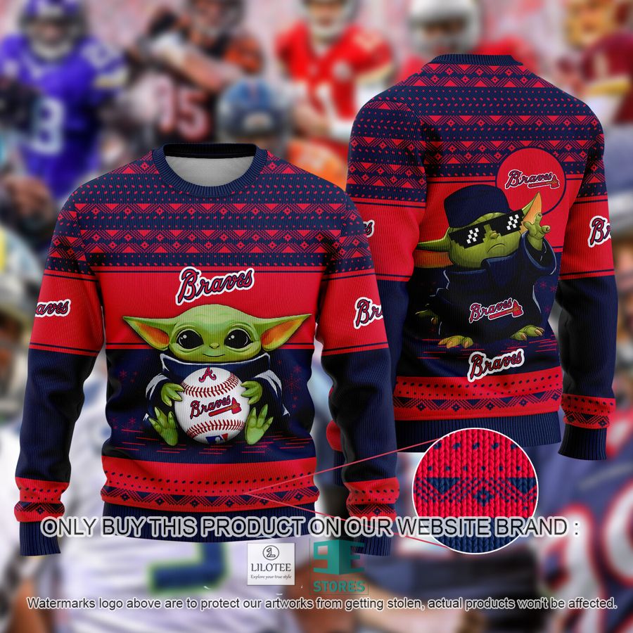 Atlanta Braves Baby Yoda Ugly Christmas Sweater 8