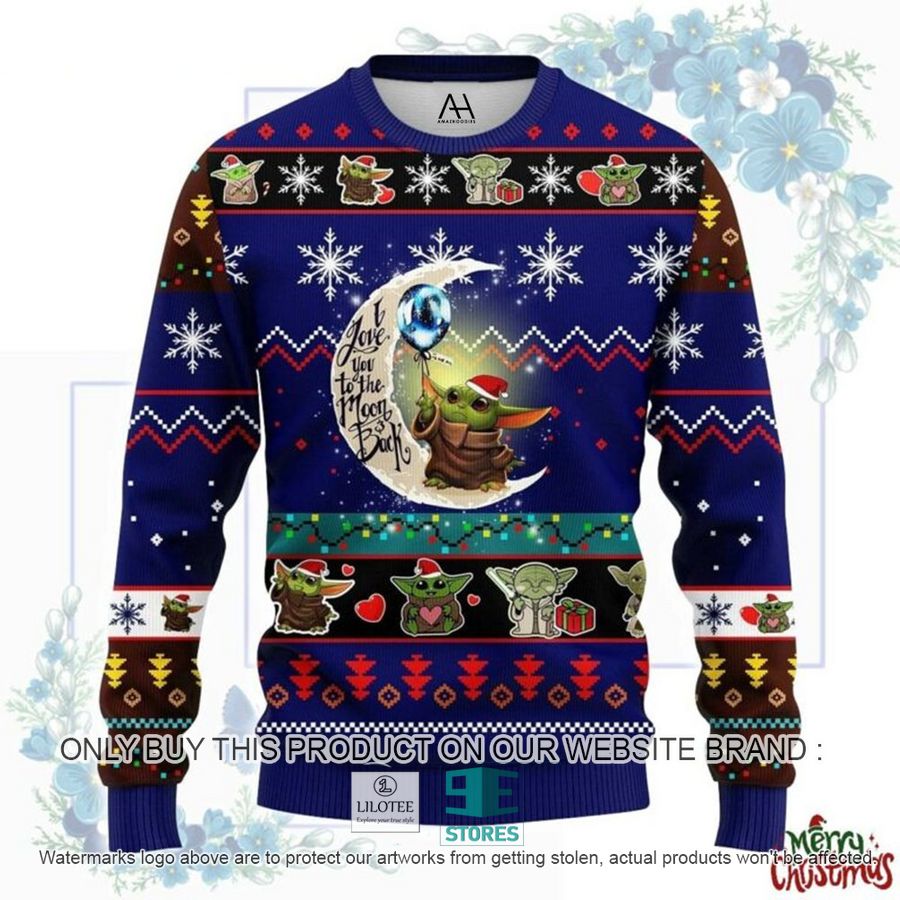 Baby Yoda I love you to the moon and back Ugly Christmas Sweater 8