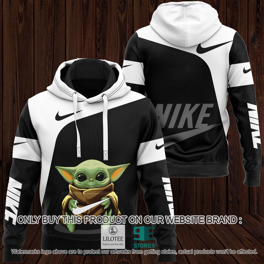 Baby Yoda Nike black white 3D Hoodie - LIMITED EDITION 9