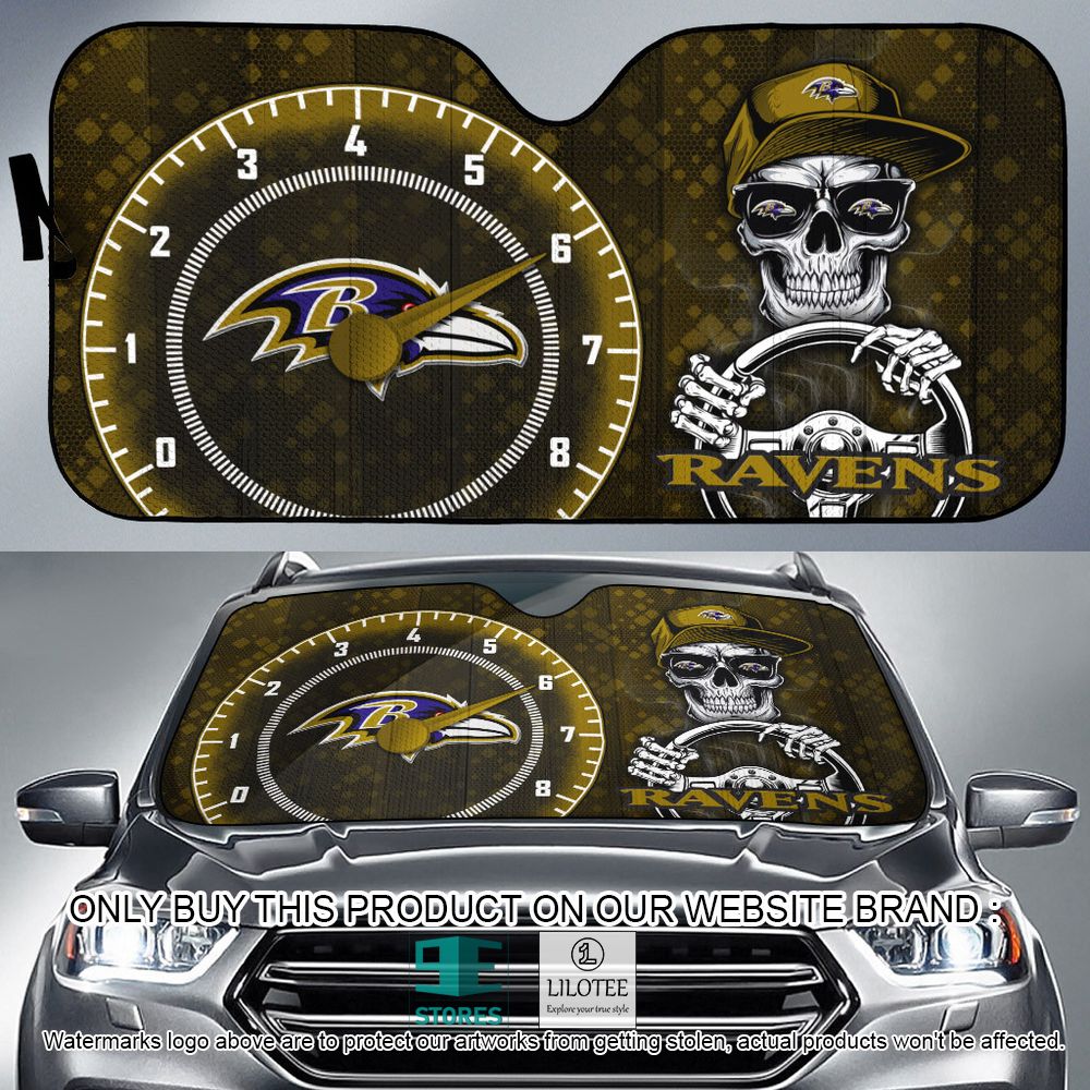 Baltimore Ravens Skull Cap Car Sunshade - LIMITED EDITION 9