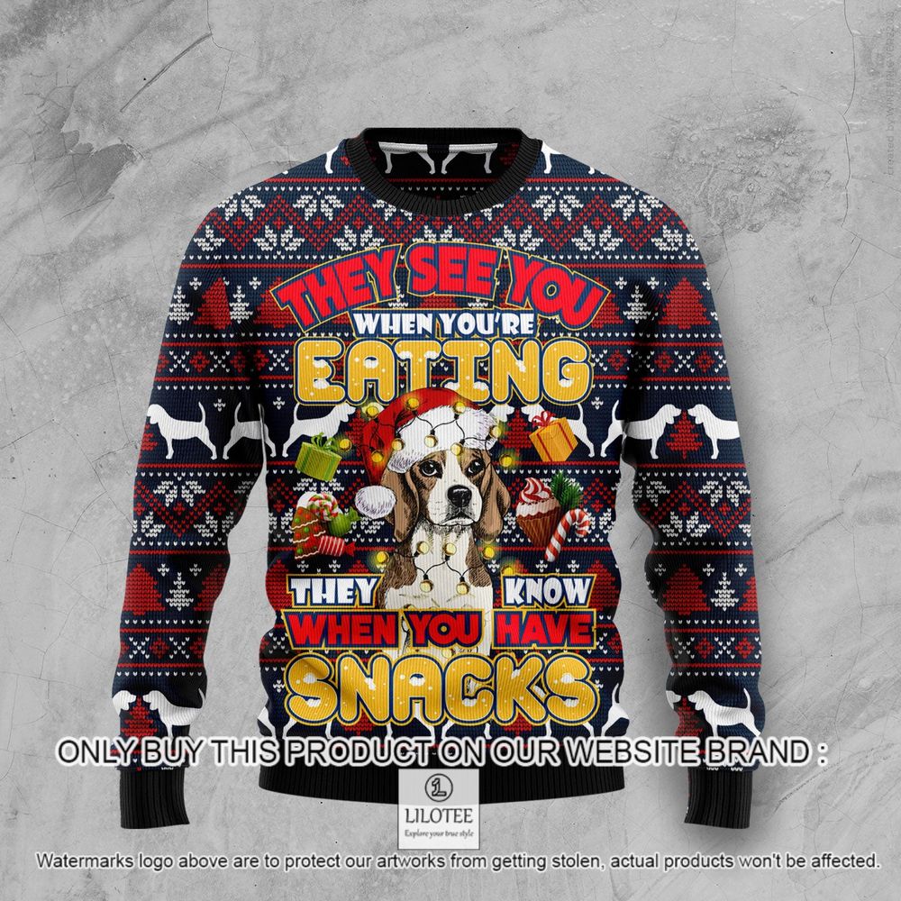 Beagle They Know When You Have Snacks Christmas Sweater - LIMITED EDITION 8