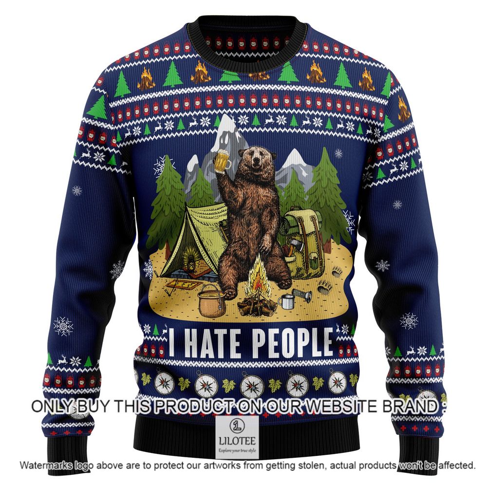 Bear Camping I Hate People Christmas Sweater - LIMITED EDITION 9
