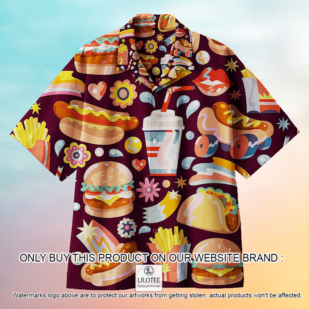 Beautiful Burgers, Tacos, Hot Dogs Pattern Short Sleeve Hawaiian Shirt - LIMITED EDITION 13