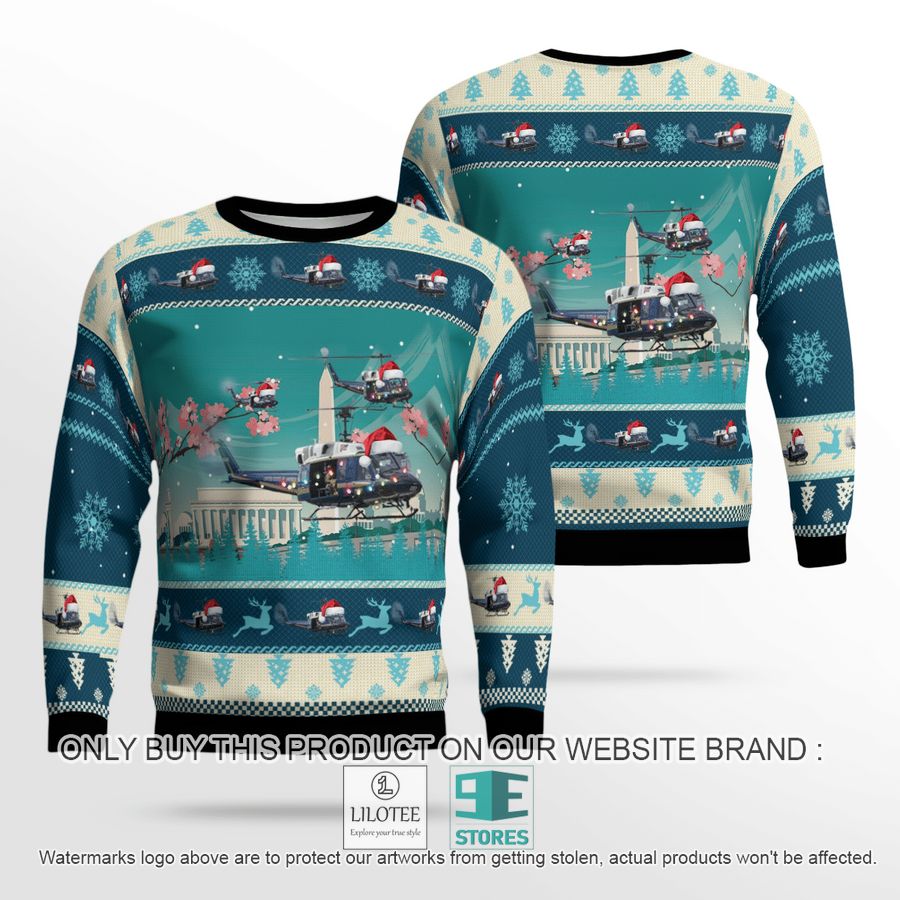 Bell UH-1N Twin Huey of the 1st Helicopter Squadron flying over Washington DC Christmas Sweater - LIMITED EDITION 19