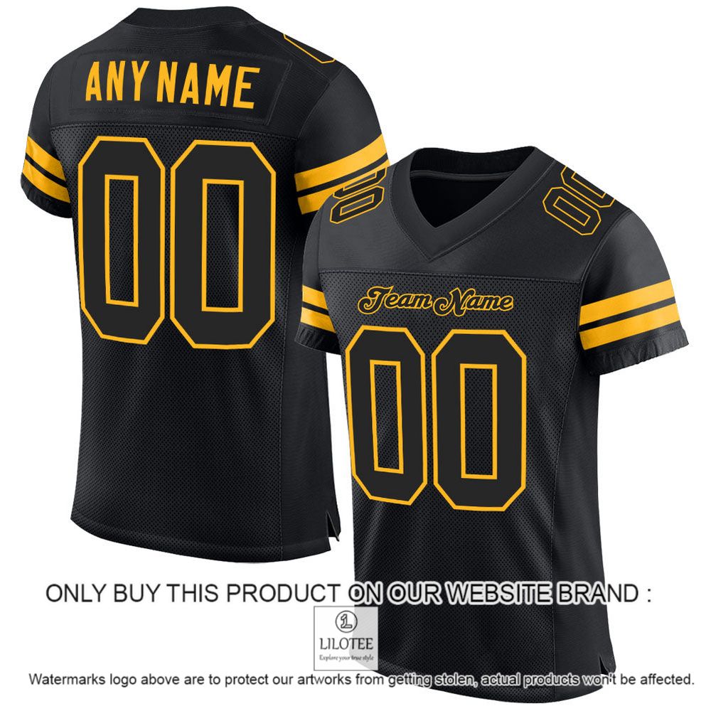 Black Black-Gold Mesh Authentic Personalized Football Jersey - LIMITED EDITION 10