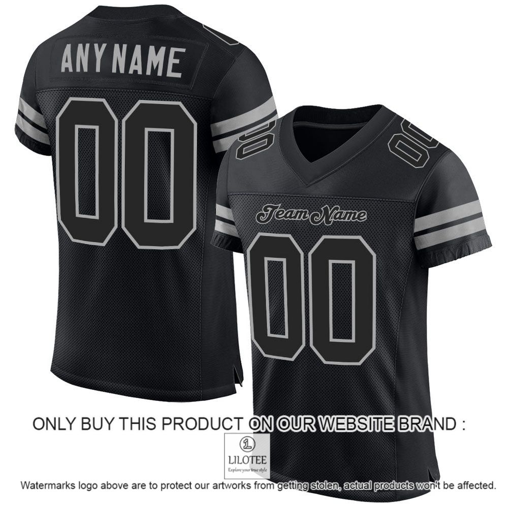 Black Black-Gray Mesh Authentic Personalized Football Jersey - LIMITED EDITION 8