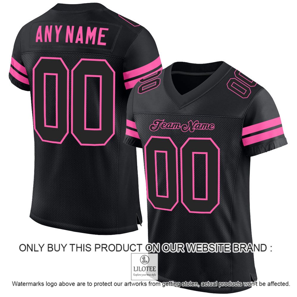 Black Black-Pink Mesh Authentic Personalized Football Jersey - LIMITED EDITION 12