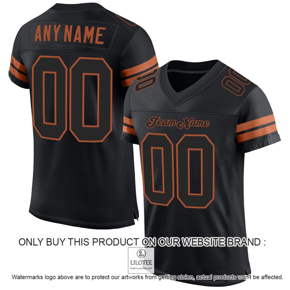 Black Black-Texas Orange Mesh Authentic Personalized Football Jersey - LIMITED EDITION 12