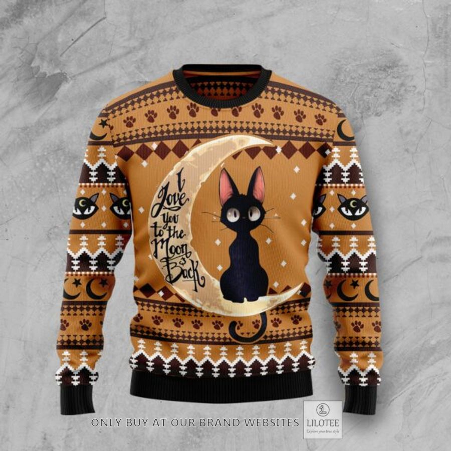Black Cat Moon And Back Ugly Christmas Sweatshirt 7