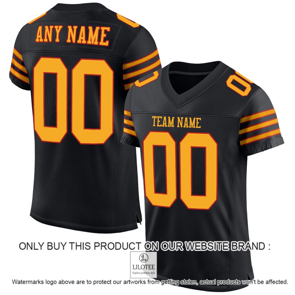 Black Gold-Scarlet Color Mesh Authentic Personalized Football Jersey - LIMITED EDITION 10