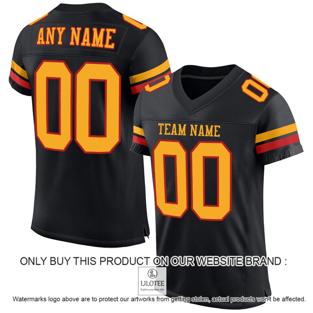 Black Gold-Scarlet Mesh Authentic Personalized Football Jersey - LIMITED EDITION 10