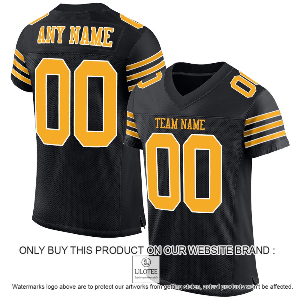 Black Gold-White Color Mesh Authentic Personalized Football Jersey - LIMITED EDITION 11
