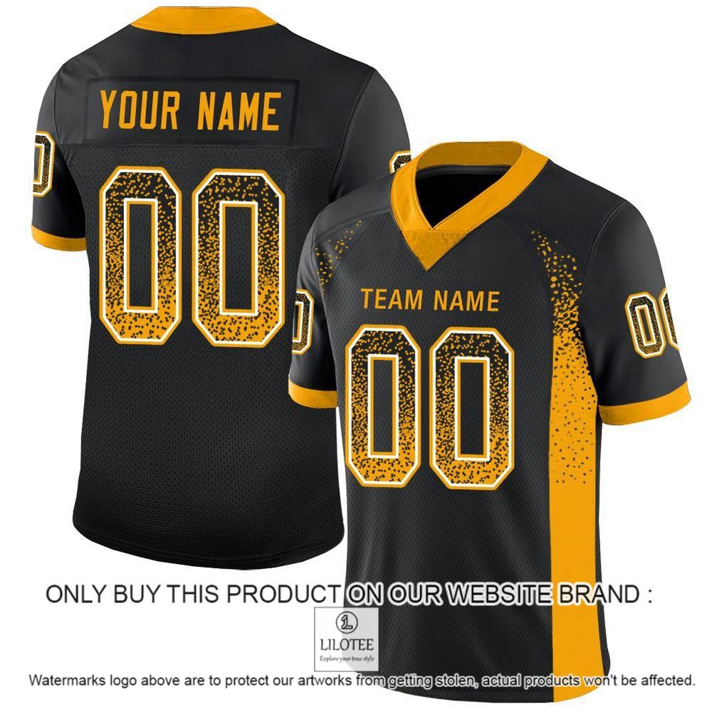 Black Gold-White Mesh Drift Fashion Personalized Football Jersey - LIMITED EDITION 10