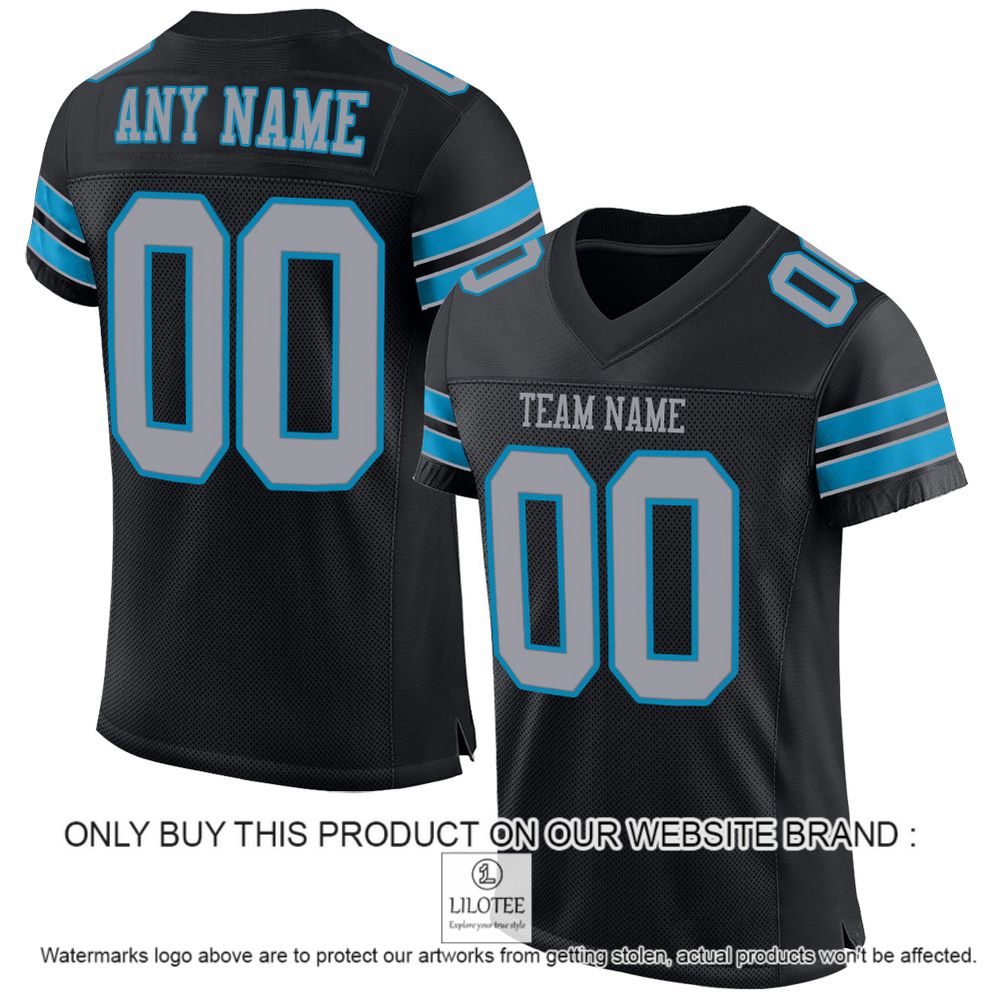Black Light Gray-Panther Blue Mesh Authentic Personalized Football Jersey - LIMITED EDITION 13