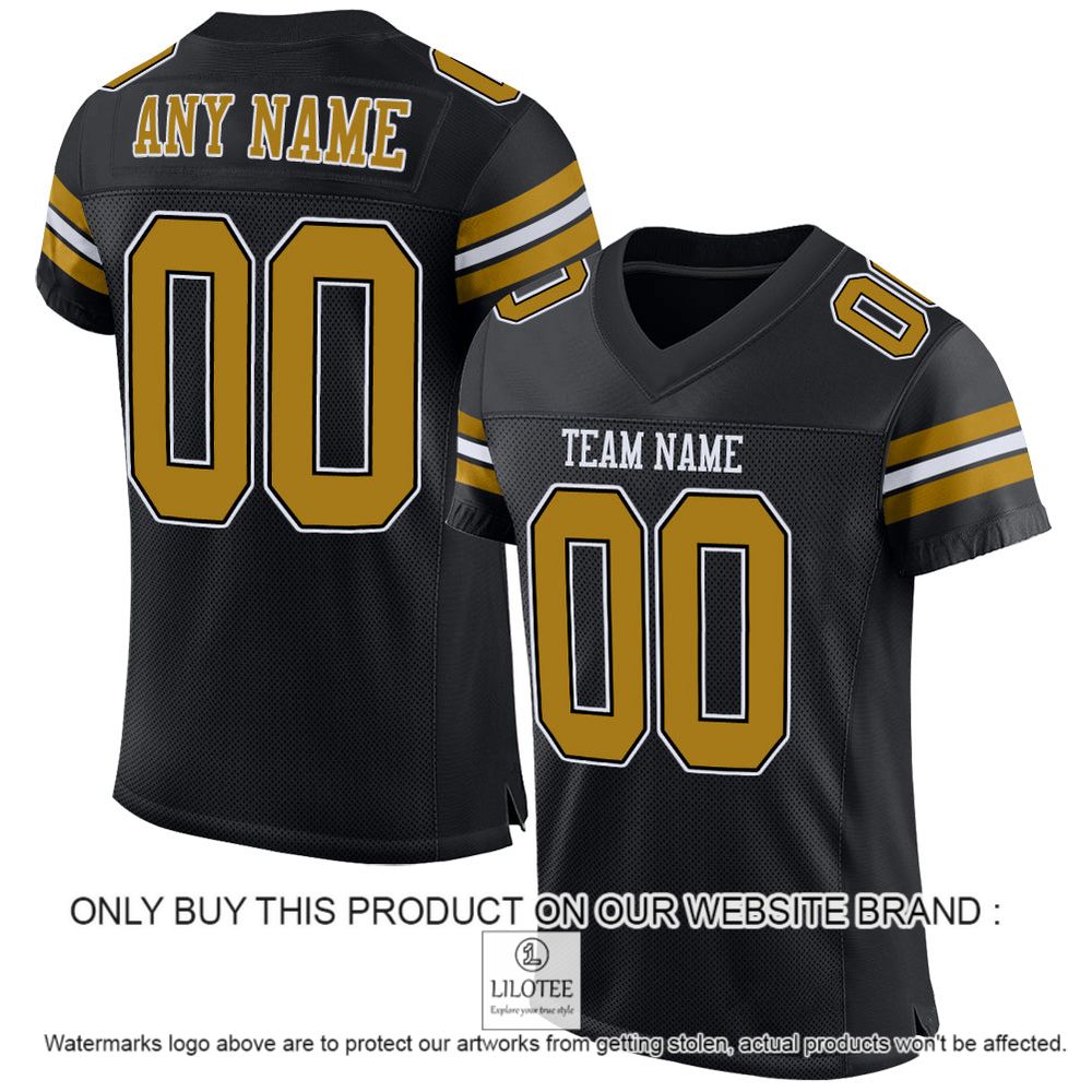 Black Old Gold-White Color Mesh Authentic Personalized Football Jersey - LIMITED EDITION 11