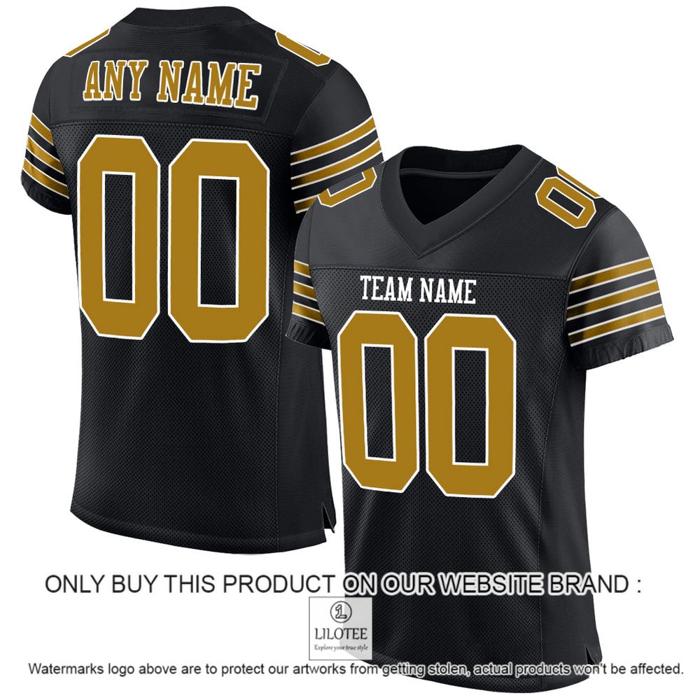 Black Old Gold-White Mesh Authentic Personalized Football Jersey - LIMITED EDITION 11