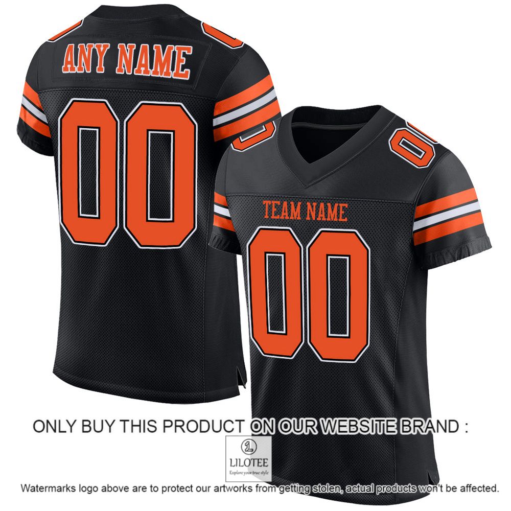 Black Orange-White Mesh Authentic Personalized Football Jersey - LIMITED EDITION 10