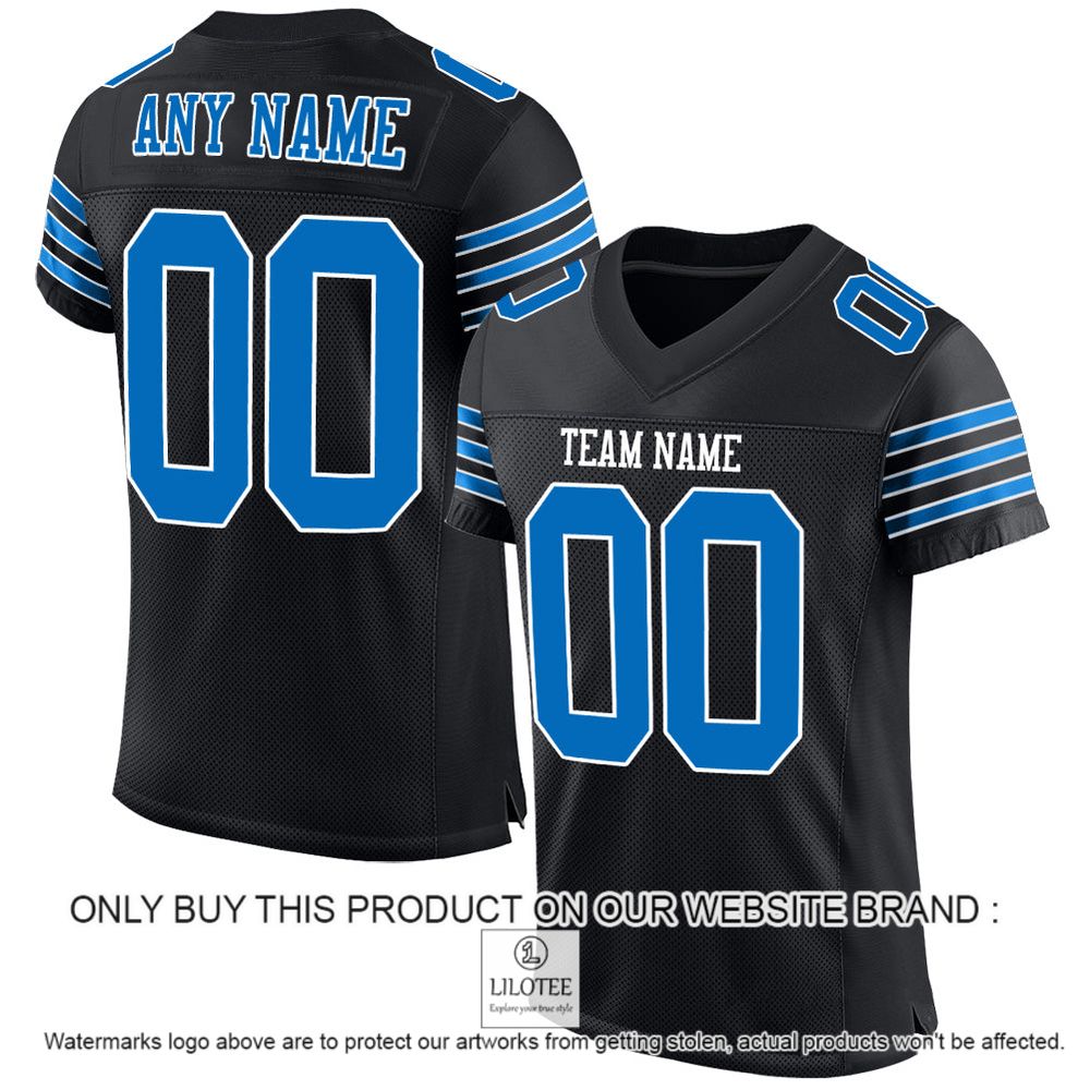 Black Panther Blue-White Mesh Authentic Personalized Football Jersey - LIMITED EDITION 10