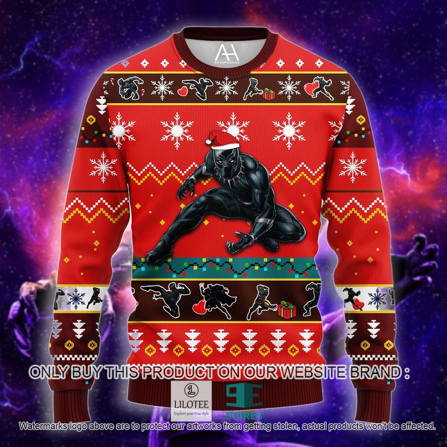 Black Panther red Ugly Christmas Sweater - LIMITED EDITION 3