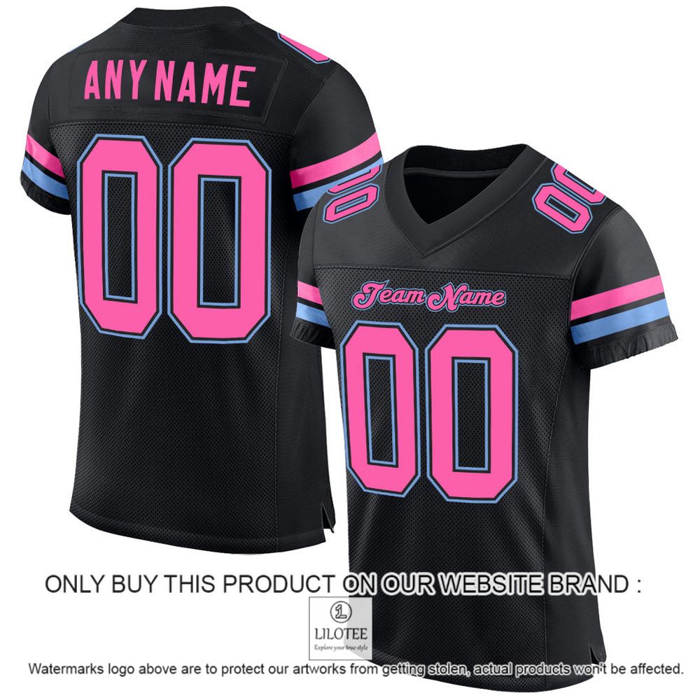 Black Pink-Light Blue Mesh Authentic Personalized Football Jersey - LIMITED EDITION 9