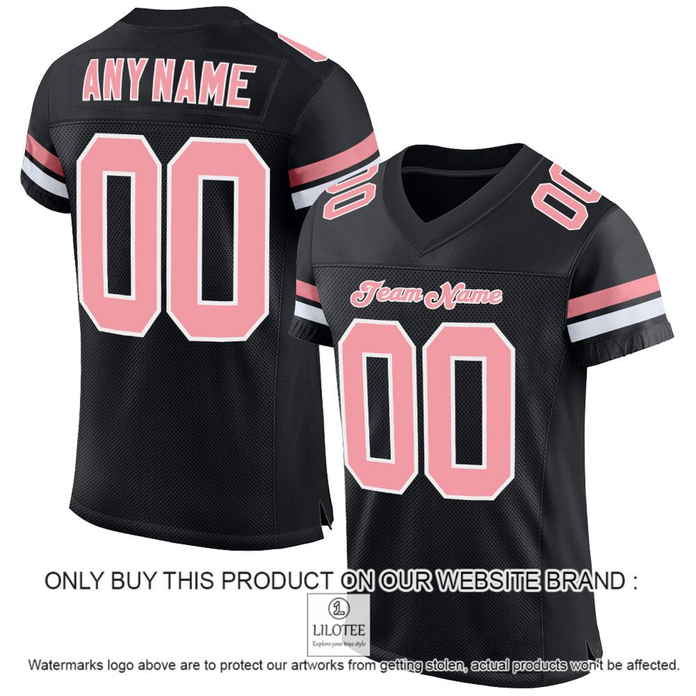 Black Pink-White Mesh Authentic Personalized Football Jersey - LIMITED EDITION 11