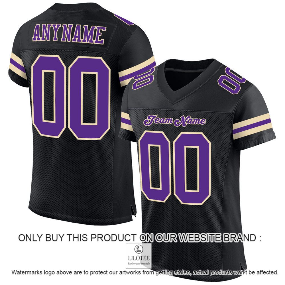 Black Purple-Cream Mesh Authentic Personalized Football Jersey - LIMITED EDITION 10