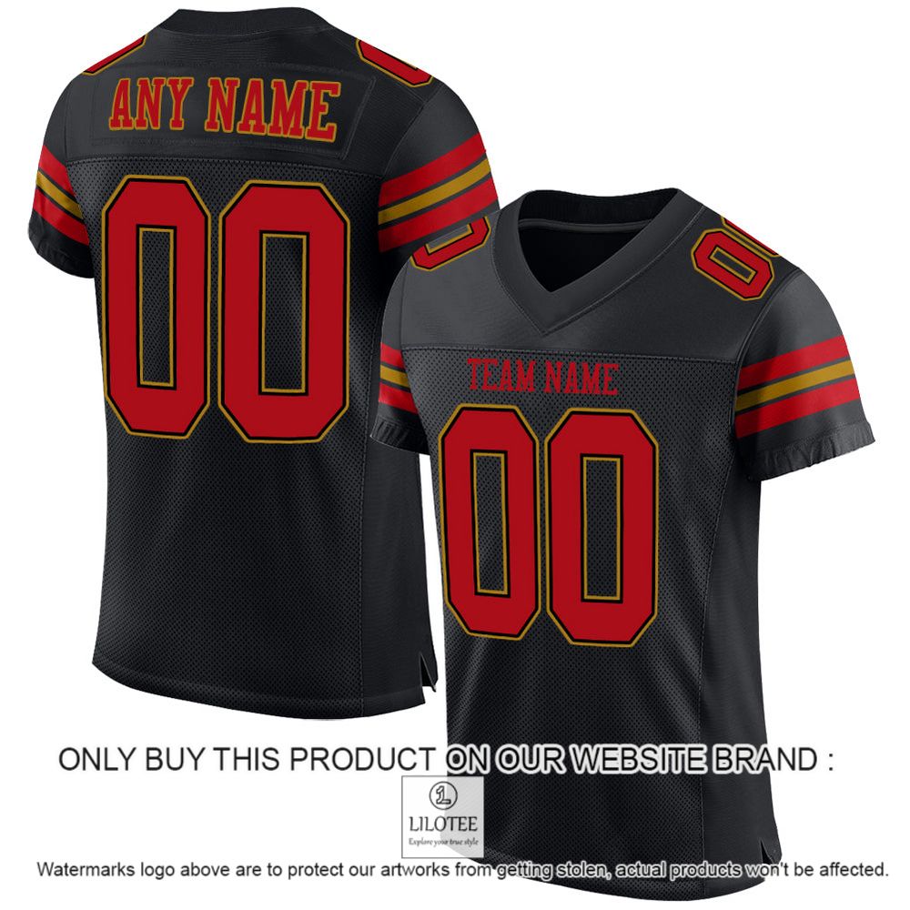 Black Red-Old Gold Mesh Authentic Personalized Football Jersey - LIMITED EDITION 11
