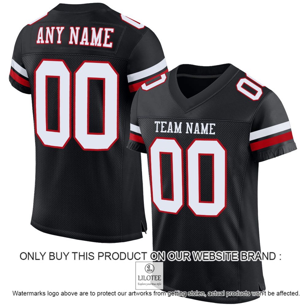 Black Red-White Color Mesh Authentic Personalized Football Jersey - LIMITED EDITION 10