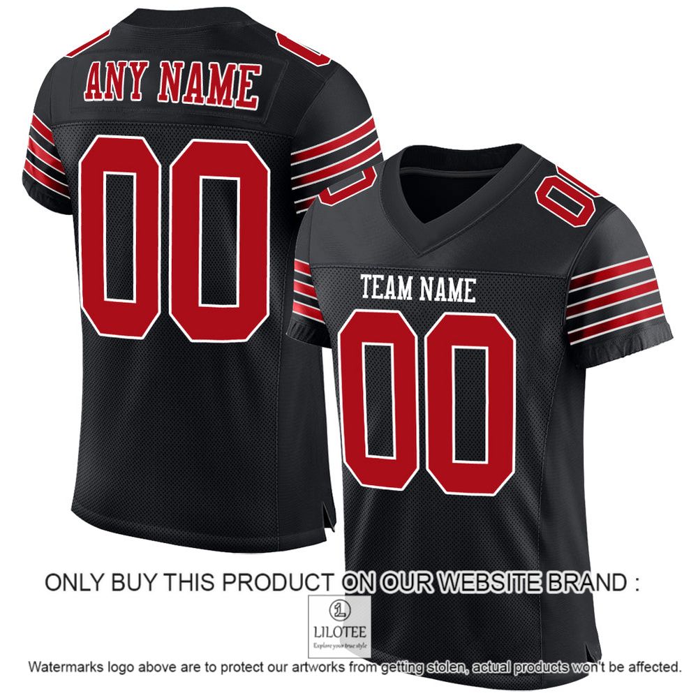 Black Red-White Mesh Authentic Personalized Football Jersey - LIMITED EDITION 13