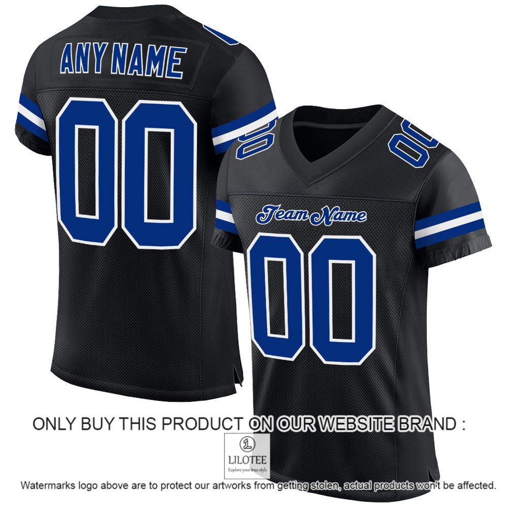 Black Royal-White Mesh Authentic Personalized Football Jersey - LIMITED EDITION 13