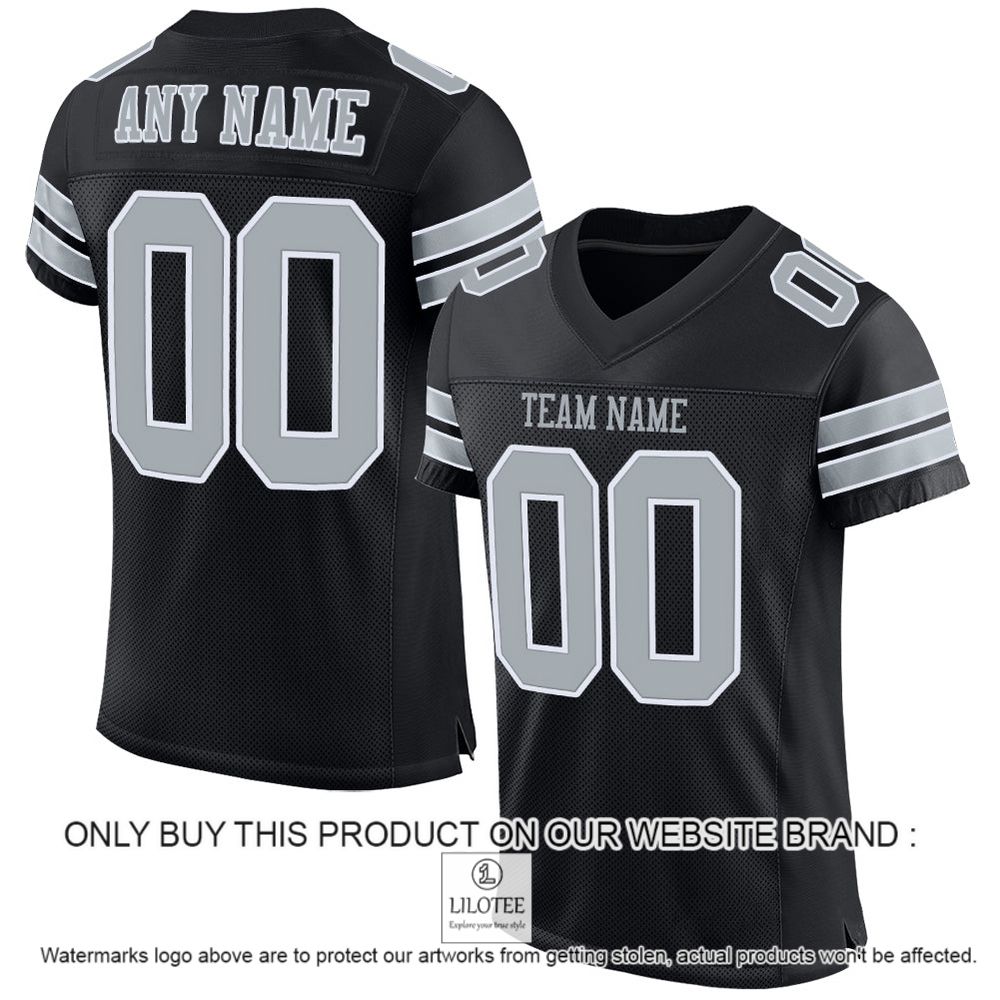 Black Silver-White Mesh Authentic Personalized Football Jersey - LIMITED EDITION 12