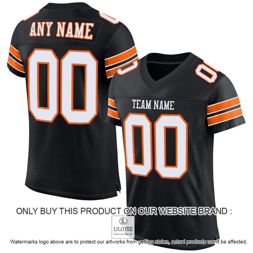 Black White-Orange Mesh Authentic Personalized Football Jersey - LIMITED EDITION 12