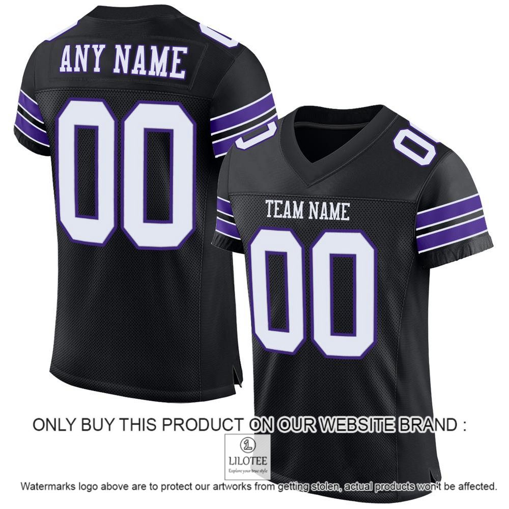 Black White-Purple Mesh Authentic Personalized Football Jersey - LIMITED EDITION 13