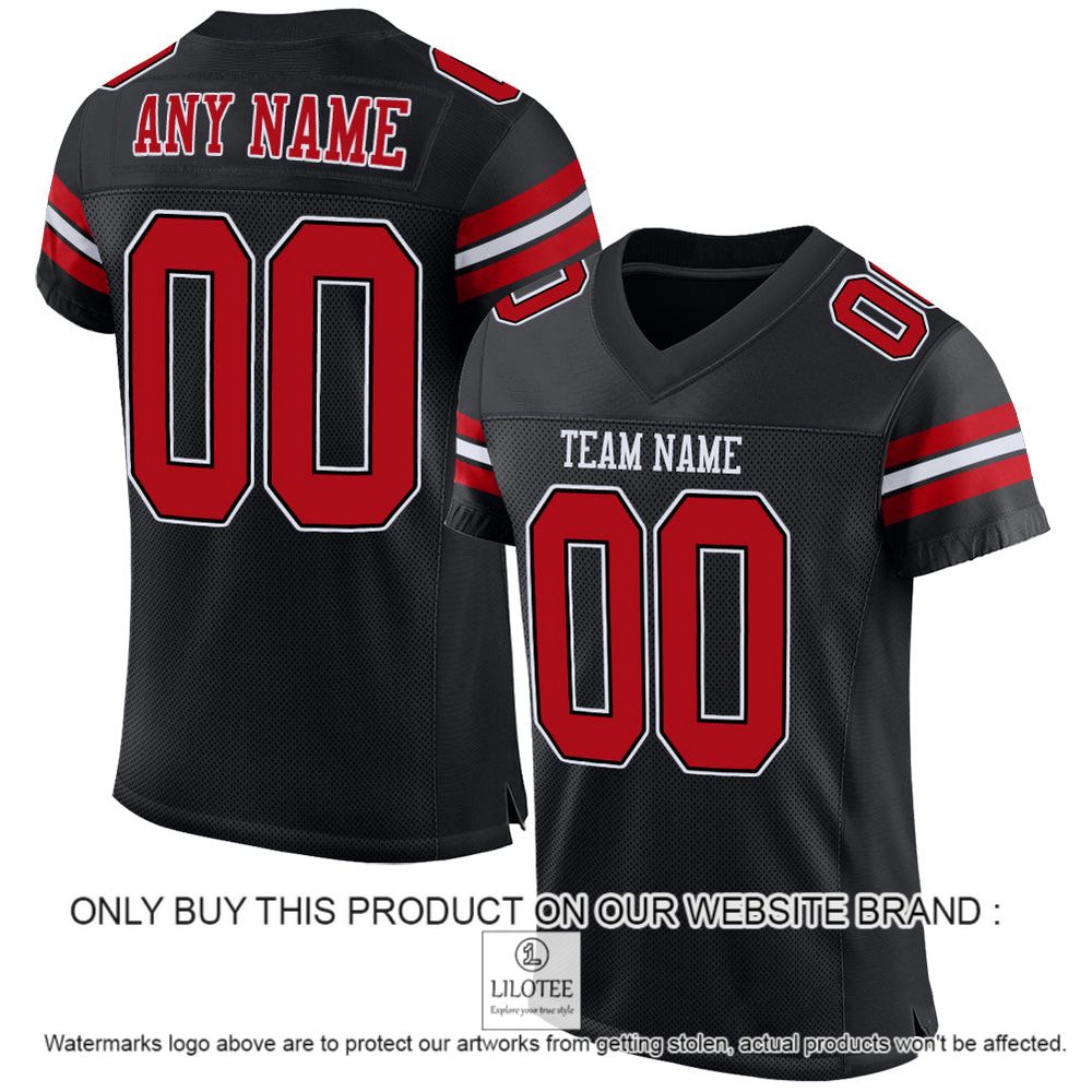 Black White-Red Color Mesh Authentic Personalized Football Jersey - LIMITED EDITION 10