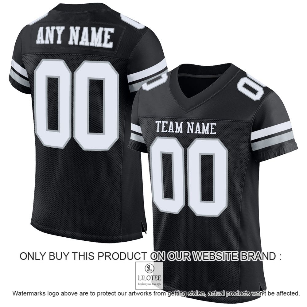 Black White-Silver Color Mesh Authentic Personalized Football Jersey - LIMITED EDITION 10