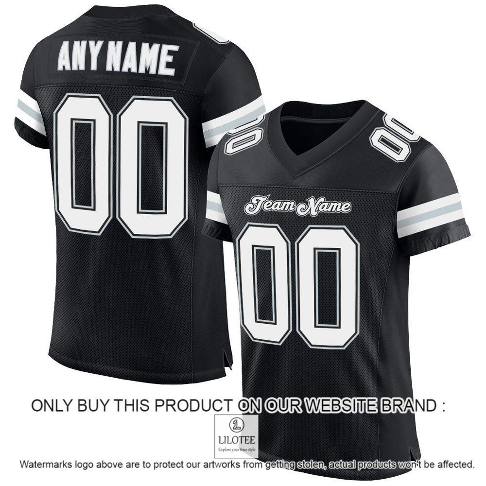 Black White-Silver Mesh Authentic Personalized Football Jersey - LIMITED EDITION 10