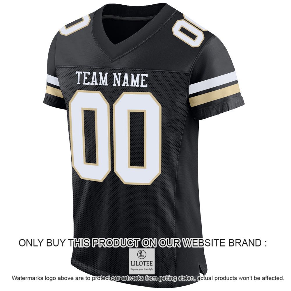 Alternative view of Black White-Vegas Gold Mesh Authentic Personalized Football Jersey - LIMITED EDITION