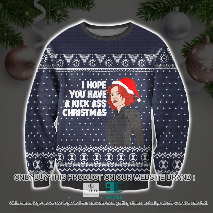 Black Widow - I Hope You Have A Kick Ass Ugly Christmas Sweater, Sweatshirt 9