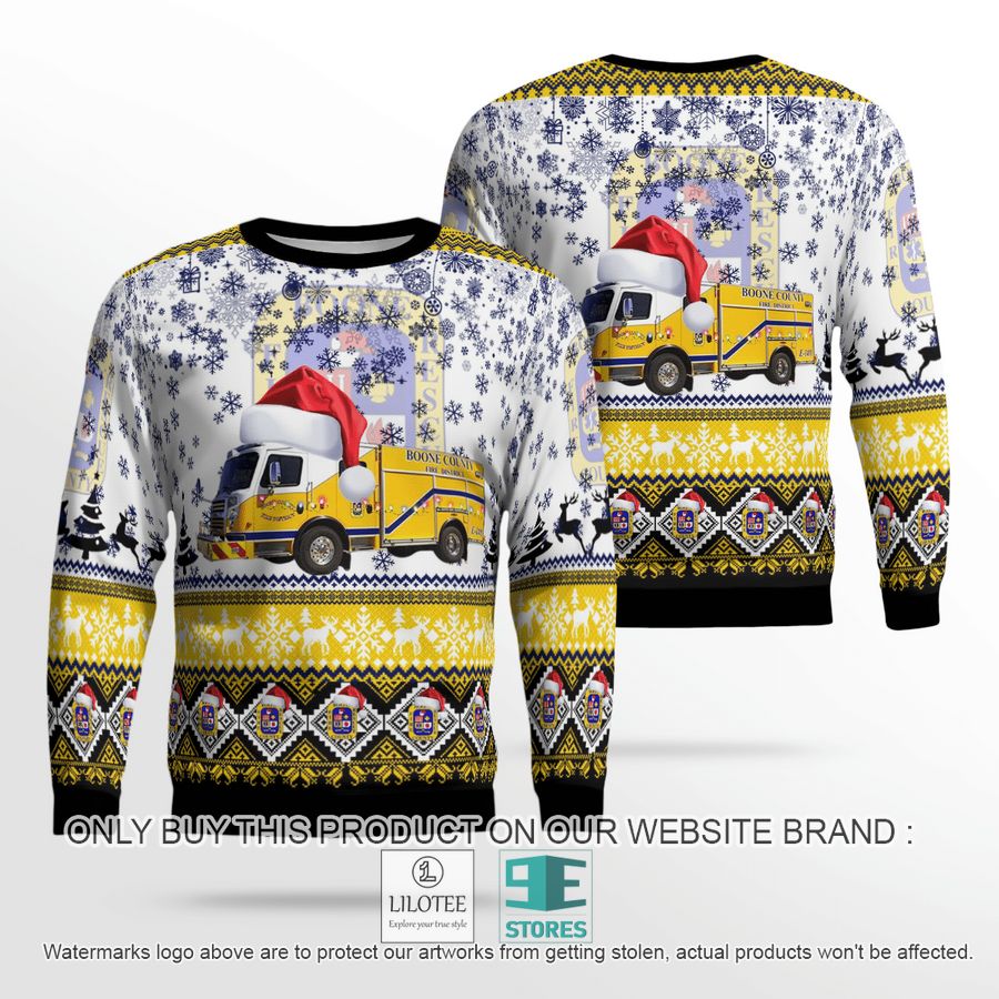 Boone County Fire Protection District white Christmas Sweater - LIMITED EDITION 18