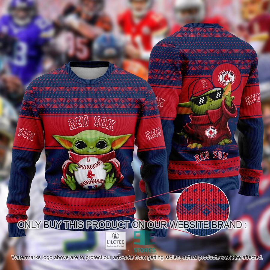 Boston Red Sox Baby Yoda Ugly Christmas Sweater 8