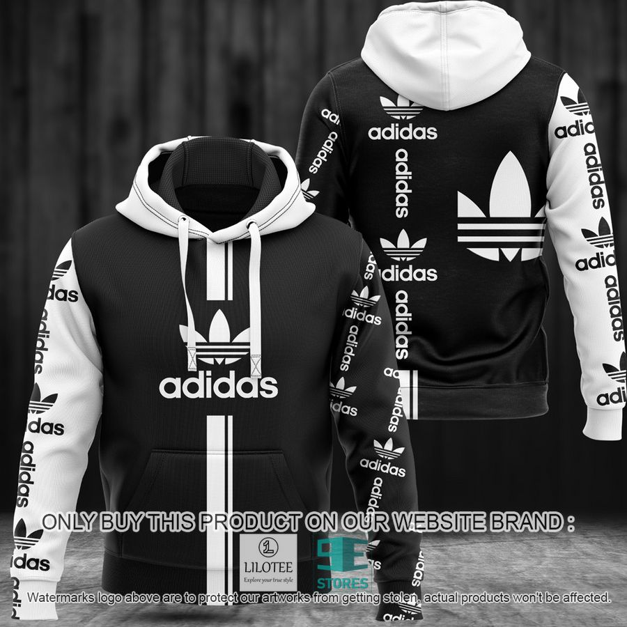 Brand Adidas black white 3D Hoodie - LIMITED EDITION 8