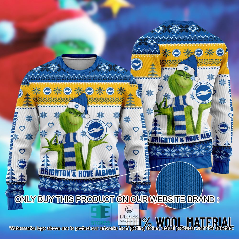 Brighton & Hove Albion The Grinch Christmas Ugly Sweater - LIMITED EDITION 11