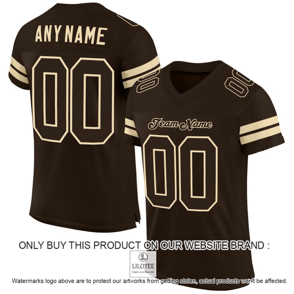 Brown Brown-Cream Mesh Authentic Personalized Football Jersey - LIMITED EDITION 9