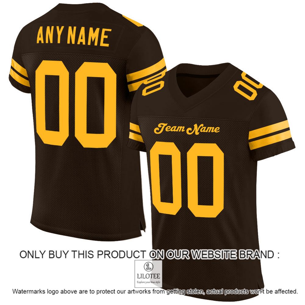 Brown Gold Mesh Authentic Personalized Football Jersey - LIMITED EDITION 11
