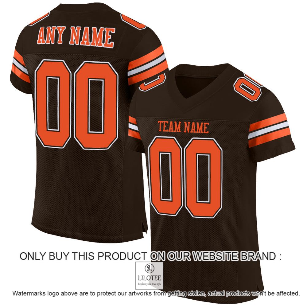 Brown Orange-White Color Mesh Authentic Personalized Football Jersey - LIMITED EDITION 11
